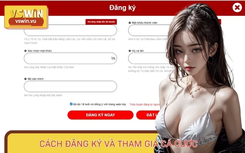 Quy trình đăng ký tài khoản và tham gia cá cược tại Vswin
